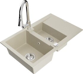 MEXEN/S MEXEN/S - Gaspar granitový drez 1.5 s odkvapkávačom vrátane batérie Elia, béžová 6507-69-670101-00