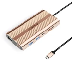 Orico USB-C hub 12v1 ružovo-zlatá / USB-C hub / USB-C PD 100W / HDMI 4K / VGA / RJ45 Gigabit (ORICO-XDR-X22-RG-BP)