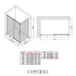 CERANO - Sprchovací kút Lantono L/P - 8 mm - Soft-Close - čierna matná, grafitové sklo - 100x100x195 - posuvný CER-8050BD7510