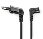 Nedis napájací kábel Euro - IEC-320-C7 čierna / Napájací kábel / uhlový ľavý / poniklovaný / 3 m (CEGL11055BK30)