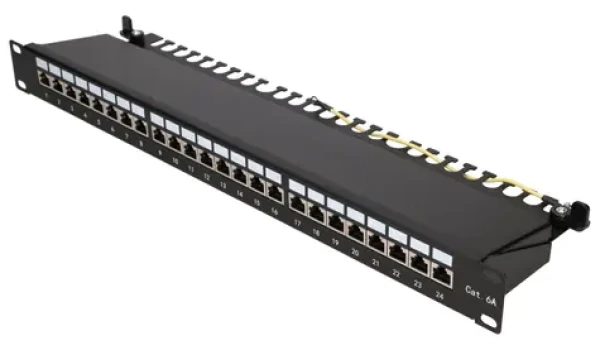 Extralink Patch panel CAT6A STP 24 portov / Patch panel / 19" / STP / LSA IDC (EX.28266)