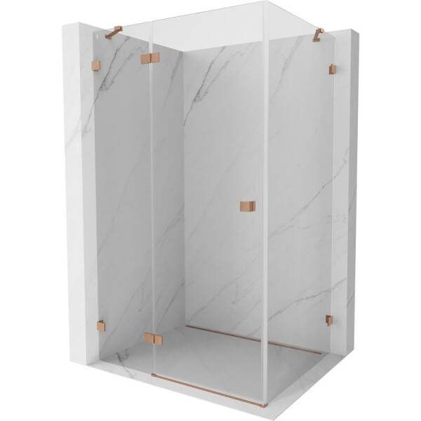 MEXEN/S - Lunar sprchovací kút dvere krídlové ľavá 80 x 90, transparent, meď kartáčovaná 834-080-090-65-00-L