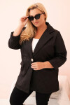 Dámska prešívaná bunda Plus Size s golierom a gombíkom Black UNI
