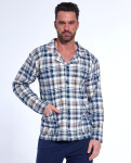 Cornette 114/77 long/r M-2XL pyžamo tmavě modrá - mřížka XXL