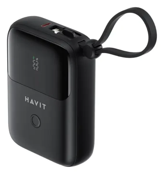 Havit PB5215 10000 mAh čierna / Power banka / 2x USB-C / 1x MicroUSB / Lightning (PB5215)