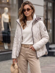 Dámska prechodová bunda s kapucňou, svetlošedá, FashionStreet TY5776 XXL