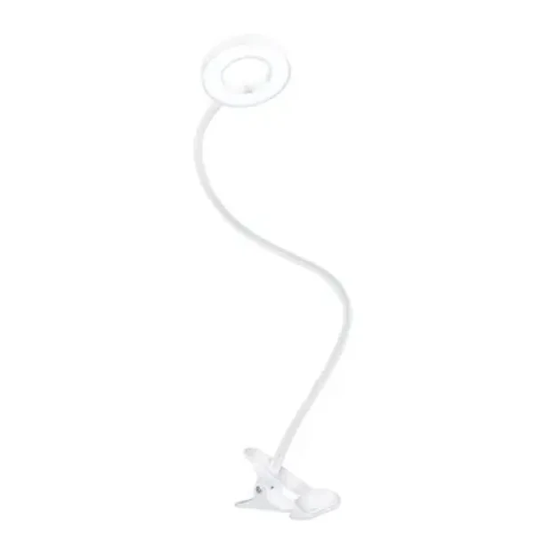 Solight LED stmievateľná stolná lampička s klipom biela / 8W / 300lm / 3000-5000K / USB (8592718041588)