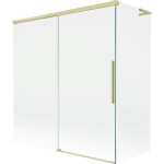 MEXEN/S - Rox L vaňová zástena 2-krídlová posuvná 150 + 70 x 150, transparent, zlatá kartáčovaná 8C9L-150-070-55-00