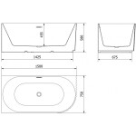 MEXEN/S - Gia voľne stojaca rohová vaňa reliéf ľavá 150 x 75, biela mat, sifón a prepad čierna 52701507501L-70
