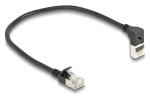 DeLock RJ45 Cat.6A S/FTP Slim patch kábel čierna / Sieťový kábel / 0,25 m / RJ45 priamy - RJ45 pravouhlý (80285)