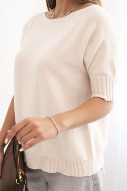 Dámsky viskózový sveter s krátkym rukávom béžovej farby UNI