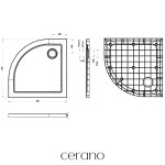 CERANO - Sprchová vanička štvrťkruhová Brio - SMC/minerálny kompozit - štruktúrovaná biela - 80x80x4 CER-679497