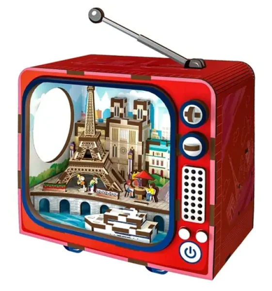 2KIDS TOYS 3D drevená skladačka Retro TV Paríž