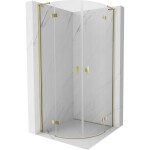 MEXEN/S - Mist L sprchový kút štvrťkruh, krídlové 90 x 90, transparent, zlato 8A33L-090-090-50-00