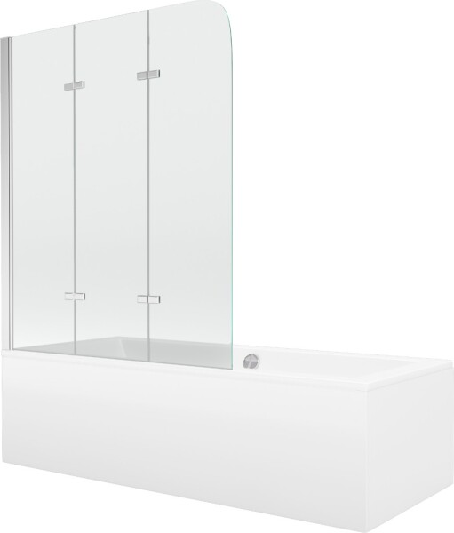 MEXEN/S - Cube obdĺžniková vaňa 170 x 80 cm s panelom + vaňová zástena 120, transparent, chróm 550517080X9012030100