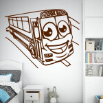 Veselá Stena Samolepka School bus Farba: zelená, Veľkosť: 60 x 48 cm
