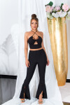 Sexy Koucla Musthave flared pants with slit black