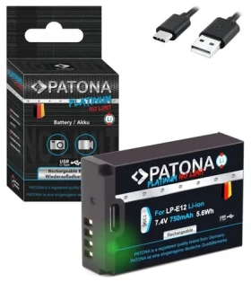Patona Platinum batéria pre foto Canon LP-E12 750mAh / Li- ION / USB-C nabíjanie (PT1396)