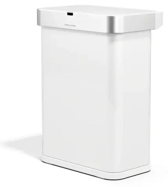 Simplehuman SENSOR biela oceľ / Odpadkový kôš / Bezdotykový / Hlasové a pohybové ovládanie / 58 l