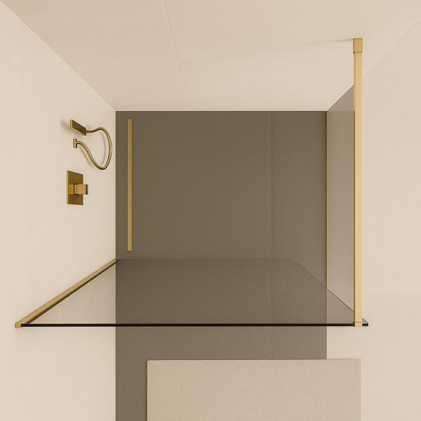 H K - PURE WALL F1 40 Sprchová zástena WALK IN 40x200, 8 mm sklo, zlatá PUREWALLF140/GOLD