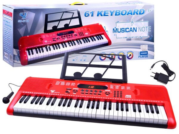 Mamido Klávesy keyboard s mikrofónom 61 kláves červené