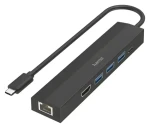 HAMA USB-C Multiport húb čierna / USB-C húb / 6 portov / 3× USB-A / HDMI / LAN (00200144)