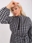 Šedočerné elegantní šaty velikosti houndstooth 46