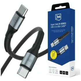 3mk Hyper kábel N-SERIES USB-C na USB-C čierna / Dátový kábel / 3 m / 60W / PD 3.0 / QC 3.0 (5903108739191)