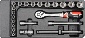 YATO YT-5542 / Vložka do zásuvky - kľúče nástrčné / 22ks / 6-22mm / gola (YT-5542)