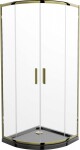 MEXEN/S - Rio sprchovací kút štvrťkruh 80x80, transparent, zlatá + čierna vanička so sifónom 863-080-080-50-00-4170G