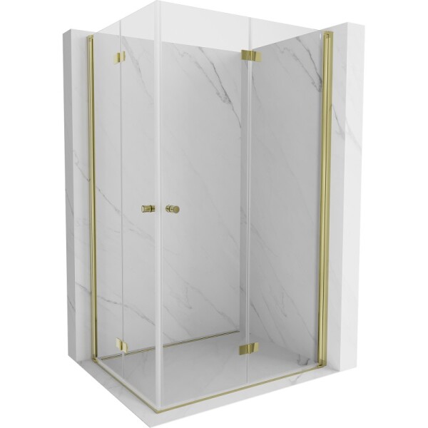 MEXEN/S - Mist-F Duo sprchovací kút skladacie dvere pravá 75 x 85, transparent, zlato 8A6-075L-085P-50-00