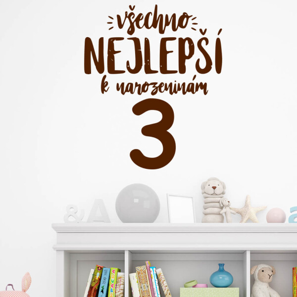 Veselá Stena Samolepka Všetko najlepšie Farba: hnědá, Veľkosť: 100 x 83 cm