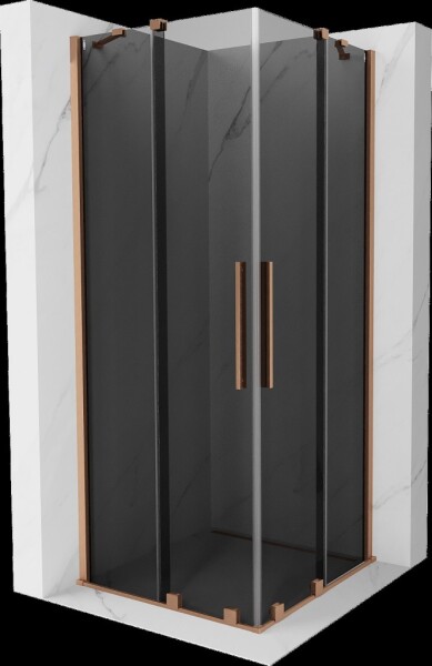 MEXEN/S - Velar Duo sprchovací kút, posuvné dvere 80 x 80, grafit, meď kartáčovaná 871-080-080-42-65