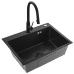 REA REA - Oceľový drez Liam Black s kuchynskou batériou KPL-96008