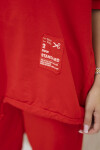 Bavlnená tepláková súprava Oversize + nohavice červená UNI