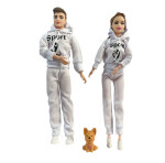 Mamido Mamido Bábiky Fashion Couple so psíkom, športový pár biela MT1192