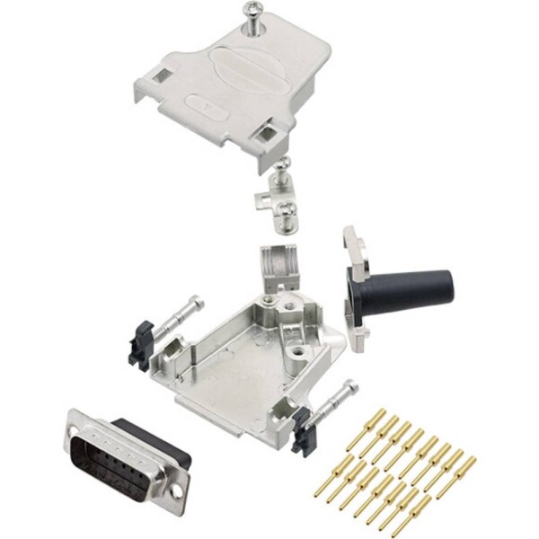 Encitech D45ZF15-DBCP15-K 6355-0049-02 sada D-SUB kolíkové lišty 45 ° Pólov: 15 krimpované 1 ks; 6355-0049-02