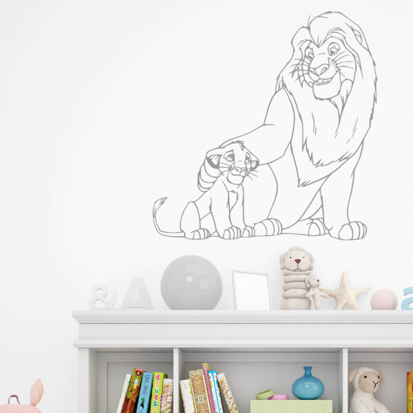 Veselá Stena Samolepka Mufasa a Simba Leví kráľ Farba: šedá, Veľkosť: 40 x 40 cm