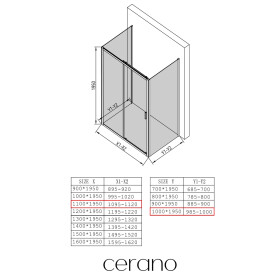 CERANO - Trostenný sprchovací kút Varone LINE UL/P - 6 mm - chróm, transparentné sklo - 110x100x195 - posuvný CER-DY505-90-207