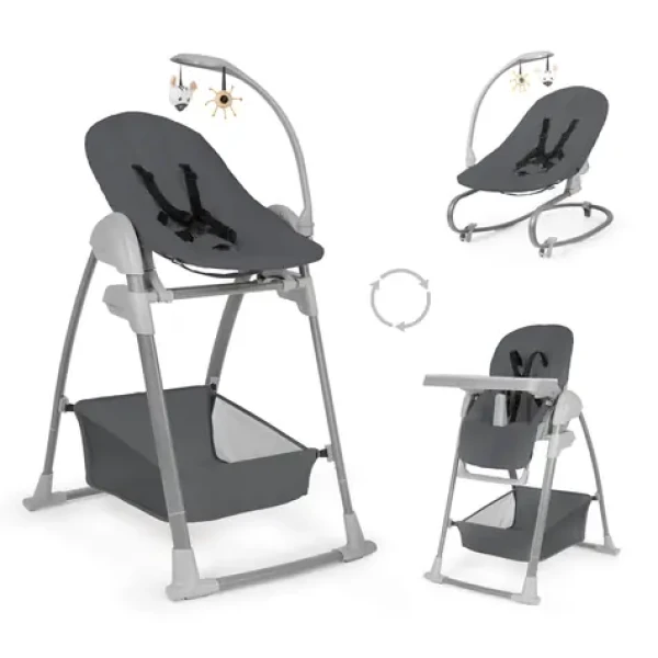 Hauck Jedálenský Set Sit N Relax 3v1 (stolička, sedátko na stoličku, kresielko), Dark Grey (HK665558)