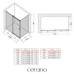 CERANO - Sprchovací kút Santoro Ľ/P - 6 mm - čierna matná, transparentné sklo - 100x70x195 - posuvný CER-431467