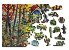 Wooden City 3D Puzzle Chata v lese 2v1 M