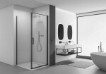 CERANO - Sprchovací kút Porte Ľ/P - 8 mm - čierna matná, transparentné sklo - 90x90x195 - otočný CER-413579