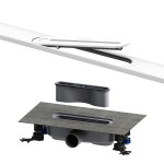 SET Sprchový žlab Kaldewei Flowline Zero 120 cm nerez bílá mat a odtoková souprava FlowDrain Regular 940100010711+687744800000 KALDEWEISET23