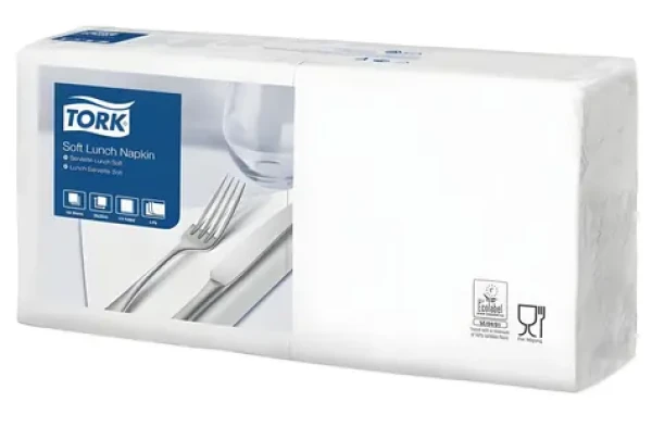 Tork Lunch biela / Papierový obrúsok / 1/4 skladania / 3vrstvový / 33x33 cm (477414)