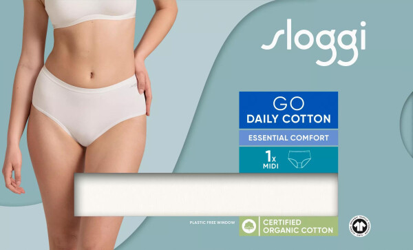 Dámske bavlnené midi nohavičky GO Daily - WHITE - biela 00GZ - SLOGGI WHITE XL