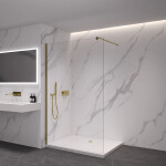 CERANO - Sprchová zástena Walk-in Onyx Round Ľ/P - 8 mm - okrúhla vzpera - zlatá, transparentné sklo - 150x200 CER-8050BD177