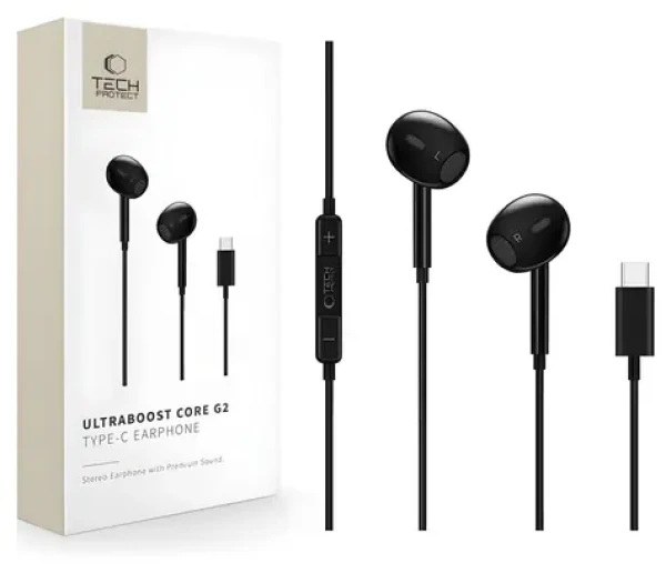 Tech-Protect Ultraboost Core G2 čierna / Bezdrôtové slúchadlá / Bluetooth / USB-C nabíjacie púzdro