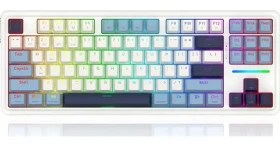 Redragon K728 Leopard L biela / Bezdrôtová herná klávesnica / mechanická / podsvietená / BT / USB (K728WBB-RGB-PRO)
