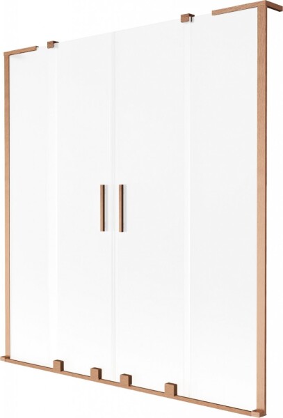 MEXEN/S - Velar L Duo dvojkrídlová posuvná vaňová zástena 150 x 150, dekor, meď kartáčovaná 896-150-003-32-65